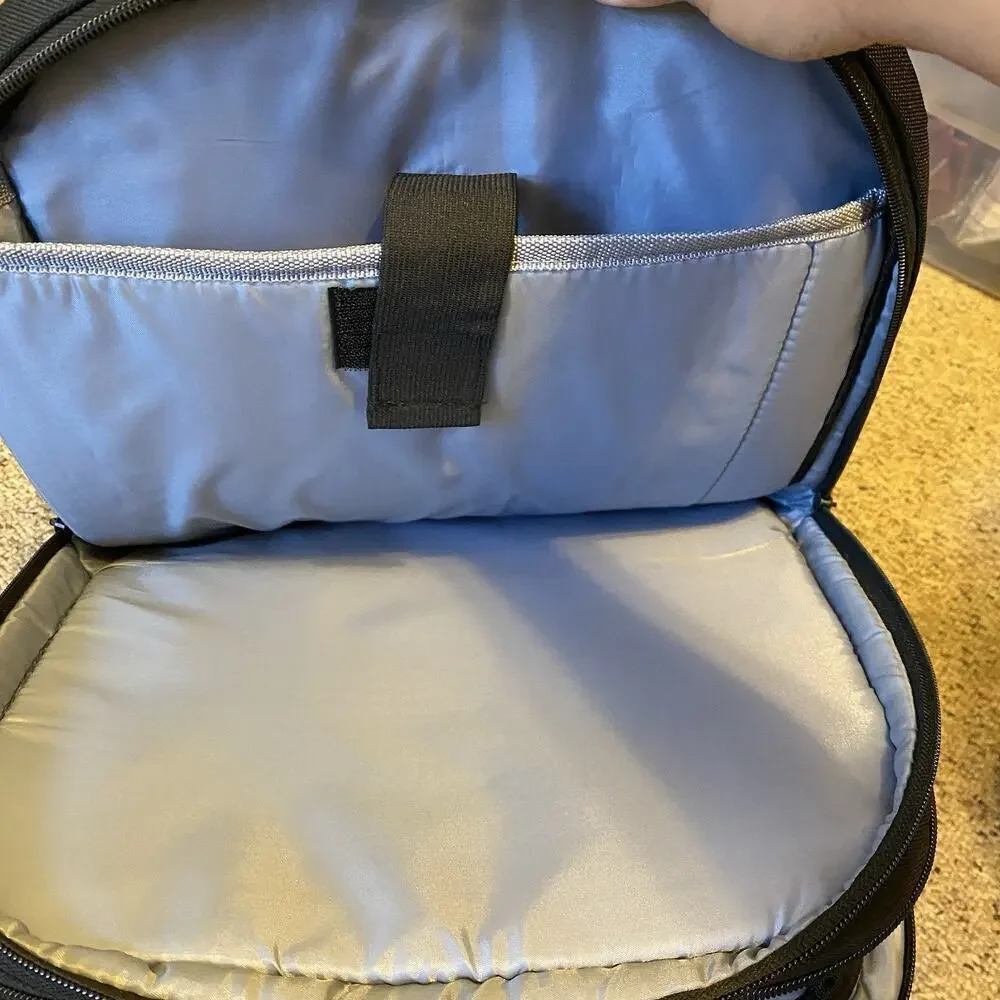 V7 Black Gray Trim Padded Professional Backpack Traveler Laptop Bookbag 13